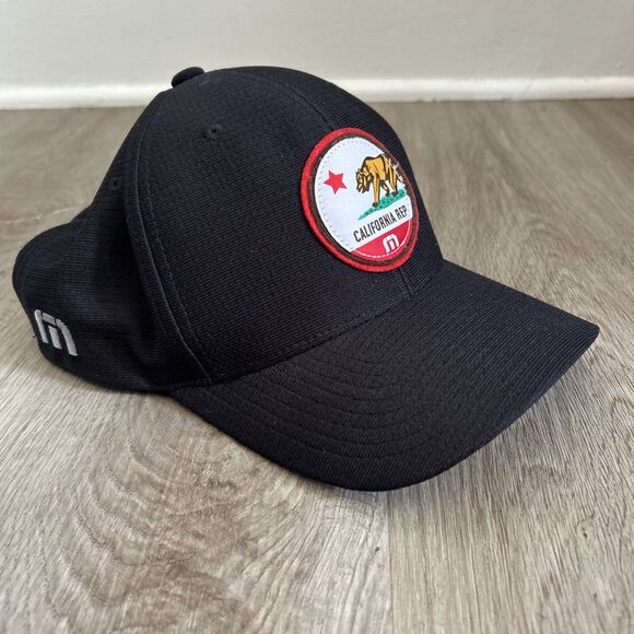 Travis Mathew California Republic Hat Size L XL Flex Fit Stretch Fitted Cap Bear - Picture 1 of 8